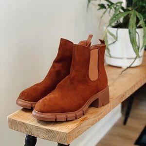 Platform Chelsea Slip on Chunky Block Heel Boots